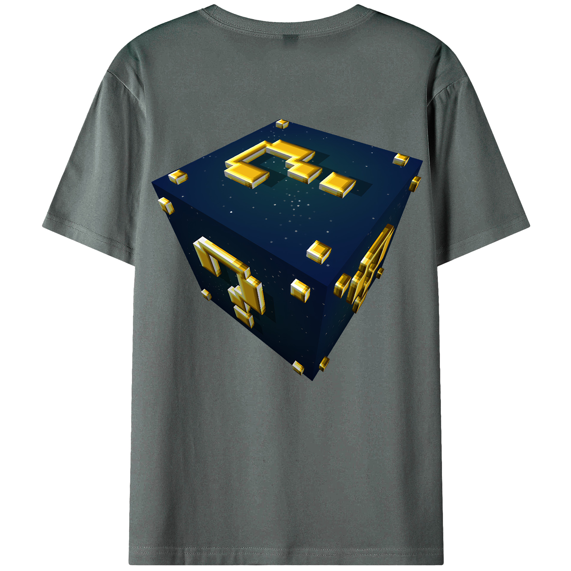 （画像用） マインクラフト ブロックの世界 Minecraft MC Block world 綿100％ メンズ半袖Tシャツ（バックプリント） 通気性